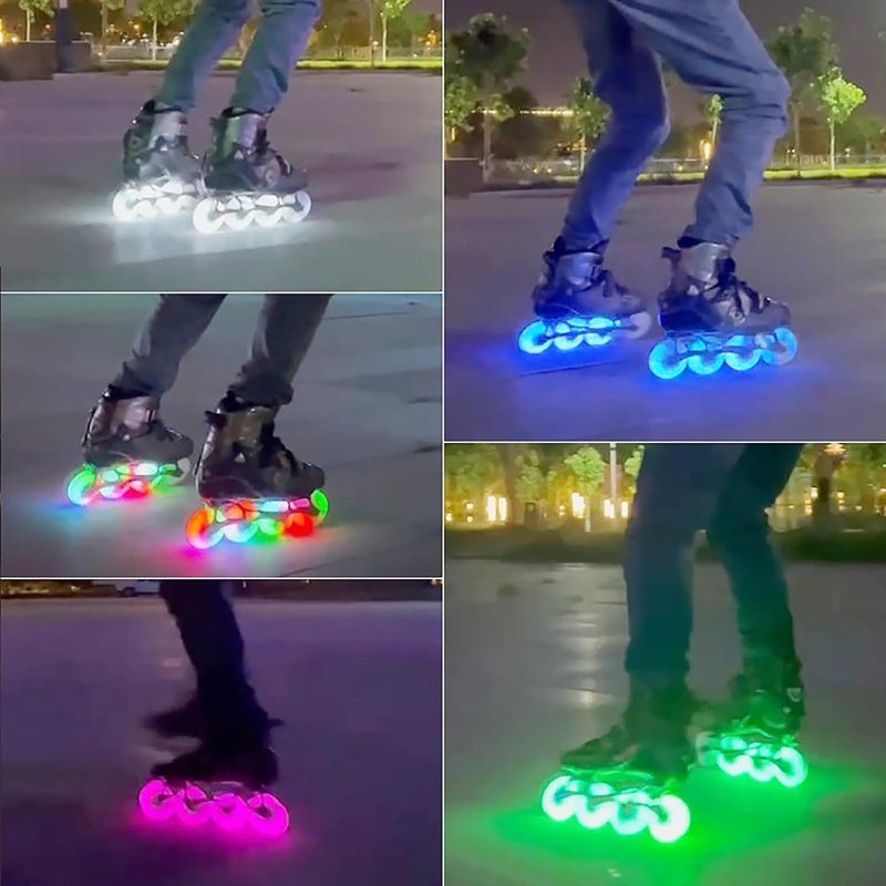 FYANER Light up Inline Skate Wheels & Roller Blade Wheels 76mm/80mm with Bearings ABEC-9 for Indoor & Outdoor use 90A Luminescence Roller Blade Wheels 4-Pack - Image 5